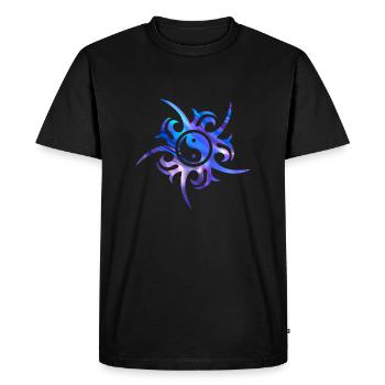 Yin Yang bleu, symbole Yin Yang, taoïsme Yin Yang - T-shirt Premium bio Homme - noir - Devant - Nico (187cm)