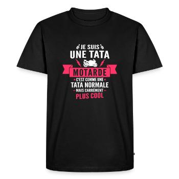je suis une tata motarde - T-shirt Premium bio Homme - noir - Devant - Nico (187cm)