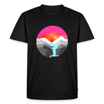Landscape Digital Painting Sunset in the Mountain - Men's Premium Organic T-Shirt - black - Front - Nico (187cm)