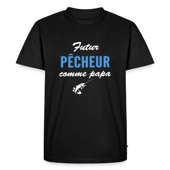 futur pêcheur comme papa - T-shirt Premium bio Homme - noir - Devant - Nico (187cm)