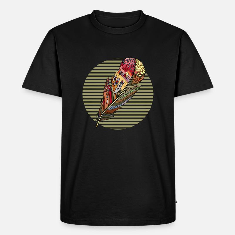 Feder - Männer Premium Bio T-Shirt - Schwarz