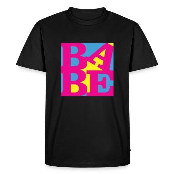 Babe WordPlay original art 8 - Men's Premium Organic T-Shirt - black - Front - Nico (187cm)