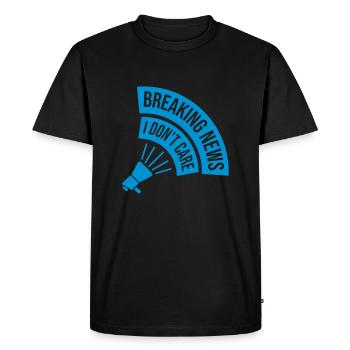 Les dernières nouvelles s’en fichent - T-shirt Premium bio Homme - noir - Devant - Nico (187cm)