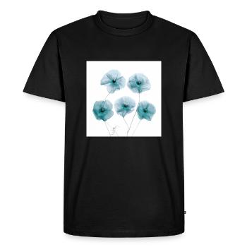 Coquelicot Photo Blanc Bleu Gris - T-shirt Premium bio Homme - noir - Devant - Nico (187cm)