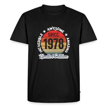 amazing since 1978 - anniversaire - T-shirt Premium bio Homme - noir - Devant - Nico (187cm)