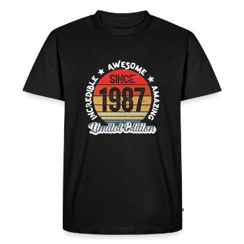 amazing since 1987 - anniversaire - T-shirt Premium bio Homme - noir - Devant - Nico (187cm)