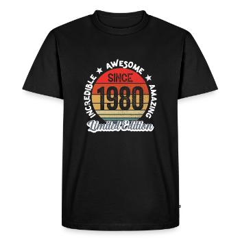 amazing since 1980 - anniversaire - T-shirt Premium bio Homme - noir - Devant - Nico (187cm)