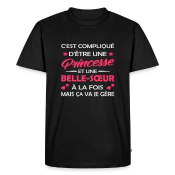 princesse et belle sœur à la fois - T-shirt Premium bio Homme - noir - Devant - Nico (187cm)