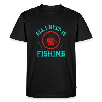 TOUT CE DONT J’AI BESOIN, C’EST DE CAFÉ ET DE PÊCHE - T-shirt Premium bio Homme - noir - Devant - Nico (187cm)