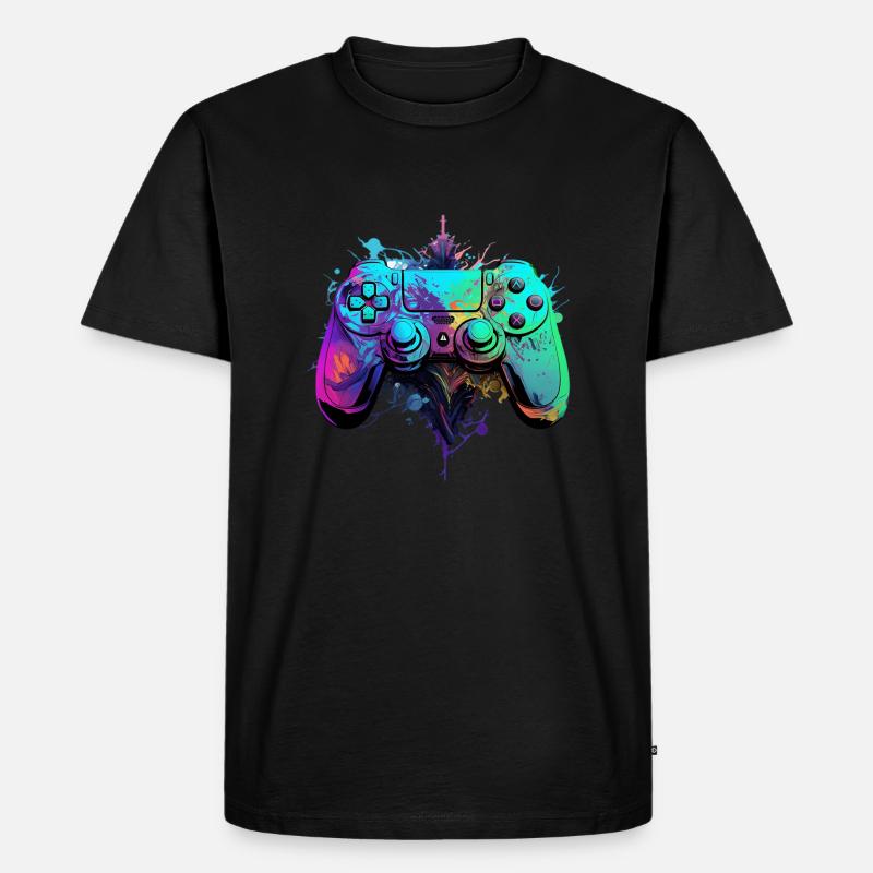 Neon Gaming Controller / Kontroller - Männer Premium Bio T-Shirt - Schwarz