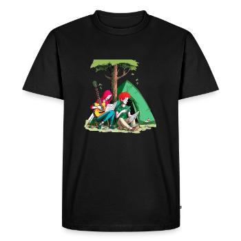 Camping romantic vintage - Men's Premium Organic T-Shirt - black - Front - Nico (187cm)