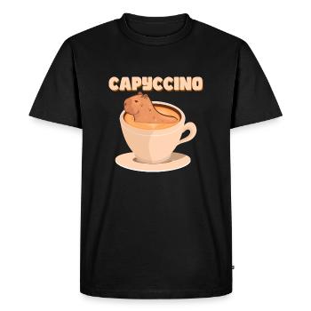 Capyccino Capybara Rodent Mammal - Men's Premium Organic T-Shirt - black - Front - Nico (187cm)