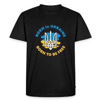 Born in Ukraine. Born to be free - Men's Premium Organic T-Shirt - black - Front - Nico (187cm)