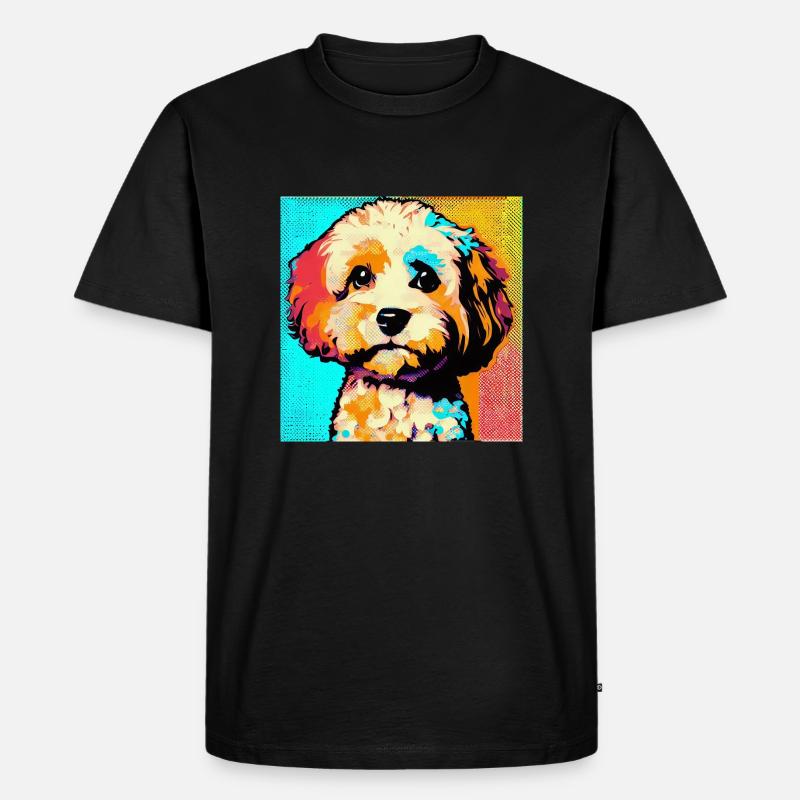 Cavapoo Pop Art - Männer Premium Bio T-Shirt - Schwarz