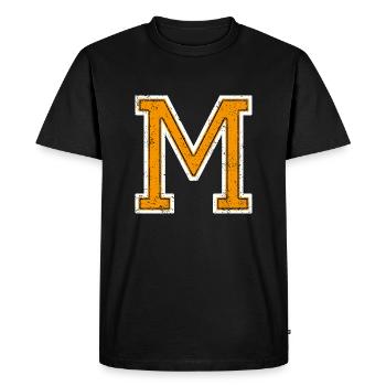 M - Lettre / Style Collège - T-shirt Premium bio Homme - noir - Devant - Nico (187cm)
