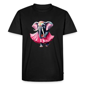 Dancing elephant in pink skirt - Men's Premium Organic T-Shirt - black - Front - Nico (187cm)