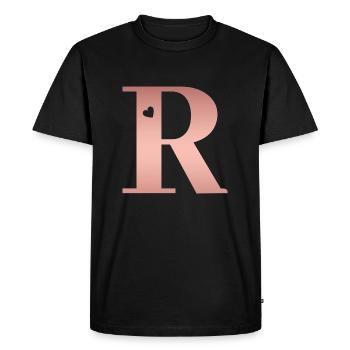lettre R rose gold - T-shirt Premium bio Homme - noir - Devant - Nico (187cm)