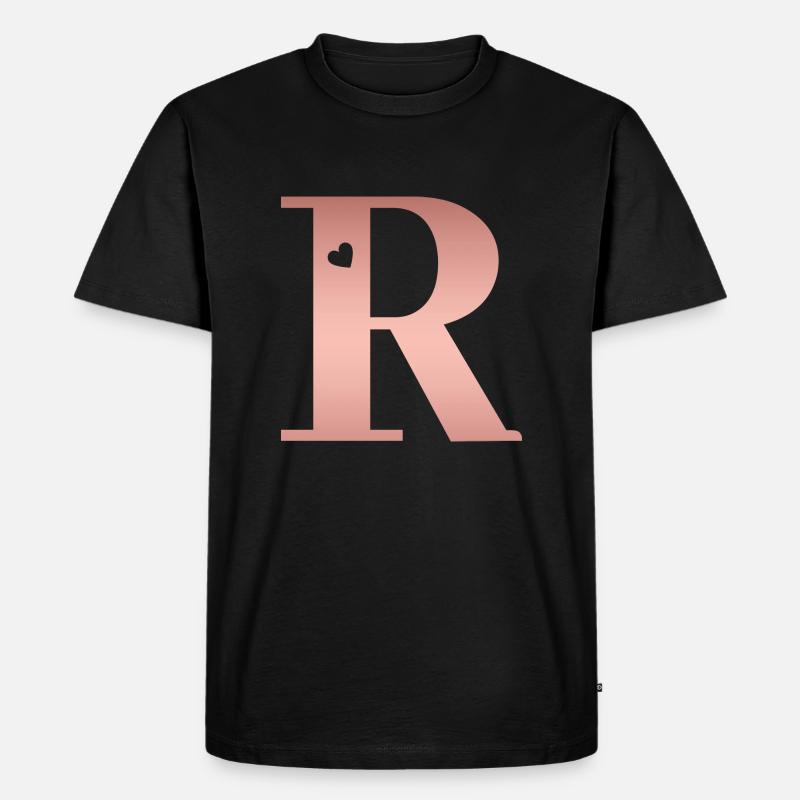 Buchstabe R Roségold - Männer Premium Bio T-Shirt - Schwarz