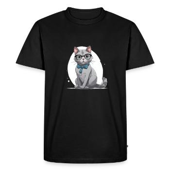 Chat docteur - T-shirt Premium bio Homme - noir - Devant - Nico (187cm)