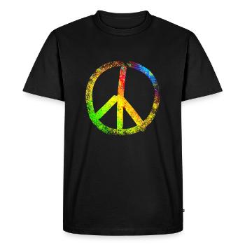 peace sign rainbow 02 - Men's Premium Organic T-Shirt - black - Front - Nico (187cm)