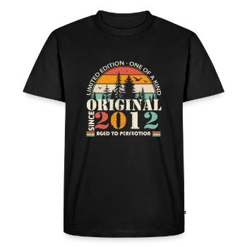 2012 : Légende vintage pour le 12e anniversaire - T-shirt Premium bio Homme - noir - Devant - Nico (187cm)
