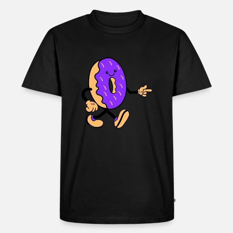 donut comic smile - Männer Premium Bio T-Shirt - Schwarz