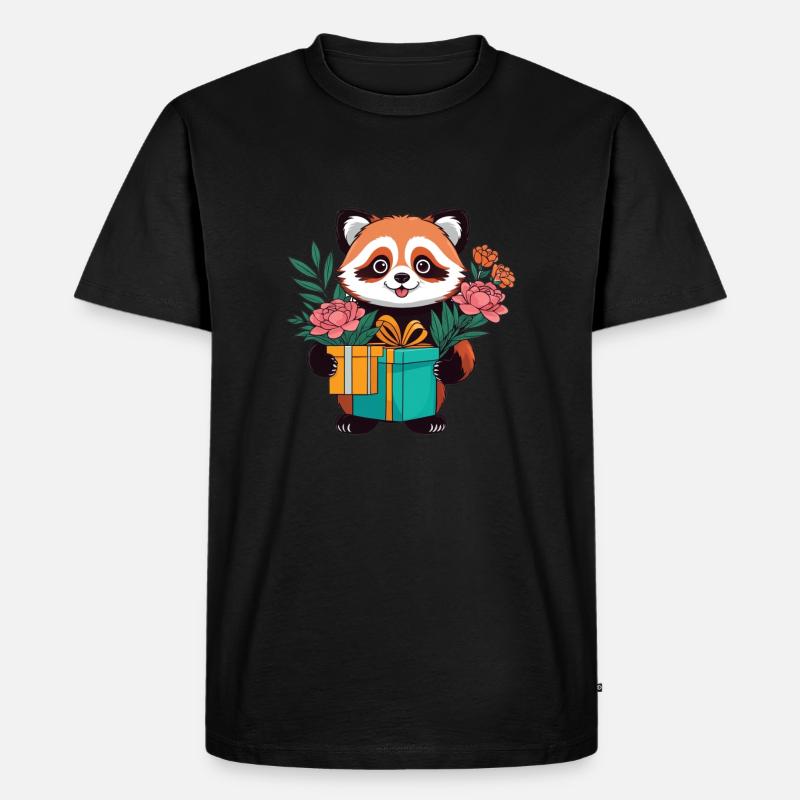 Roter Panda mit Geschenken - Männer Premium Bio T-Shirt - Schwarz