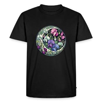 Pois de senteur violets - T-shirt Premium bio Homme - noir - Devant - Nico (187cm)