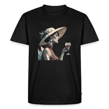 Une dame cubiste avec du vin - T-shirt Premium bio Homme - noir - Devant - Nico (187cm)