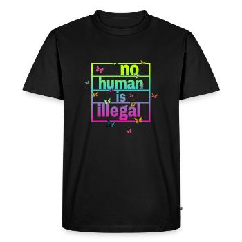 no human is illegal - The Original - Men's Premium Organic T-Shirt - black - Front - Nico (187cm)