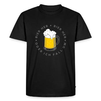 Bees here - Oder ich fall um! - Men's Premium Organic T-Shirt - black - Front - Nico (187cm)