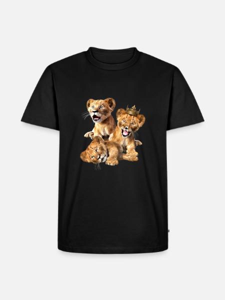 3 pequeños leones, niños león, cachorros de león - Camiseta prémium ecológica para hombre - negro