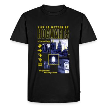 Harry Potter Das Leben Ist Besser In Hogwarts - Männer Premium Bio T-Shirt - Schwarz - Vorne - Nico (187cm)