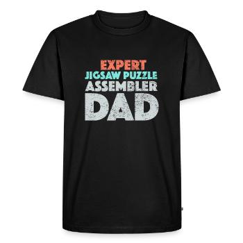 L’expert Jigsaw Puzzle Assembler Papa - T-shirt Premium bio Homme - noir - Devant - Nico (187cm)