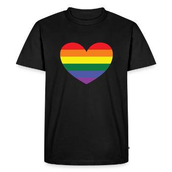 CŒUR ARC-EN-CIEL - T-shirt Premium bio Homme - noir - Devant - Nico (187cm)