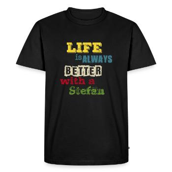life is always better with a Stefan - Men's Premium Organic T-Shirt - black - Front - Nico (187cm)