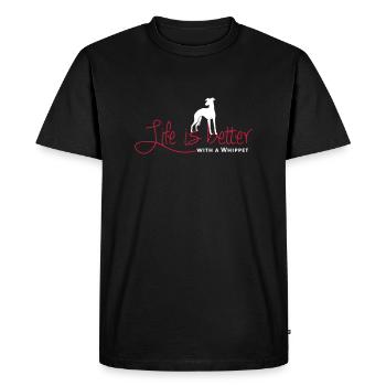 Life is better - Whippet - Men's Premium Organic T-Shirt - black - Front - Nico (187cm)