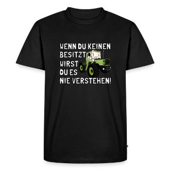 Unimog - Oldtimer - Offroad - 4x4 - MB Trac - Männer Premium Bio T-Shirt - Schwarz - Vorne - Nico (187cm)