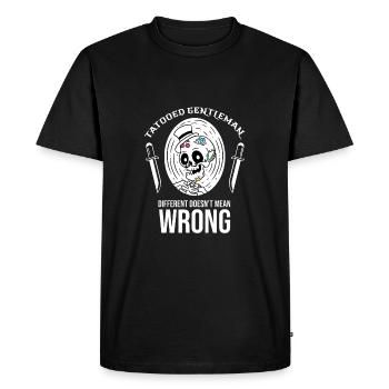Tattoo Motive - Tatooed Gentleman - Tattooed Ink - Men's Premium Organic T-Shirt - black - Front - Nico (187cm)