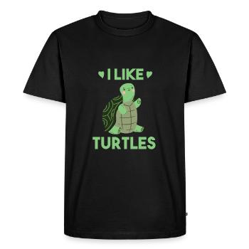 Dicton drôle de tortue - j'aime les tortues Niedli - T-shirt Premium bio Homme - noir - Devant - Nico (187cm)
