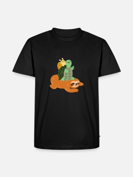 Funny turtle sloth snail - gift - Men's Premium Organic T-Shirt - black