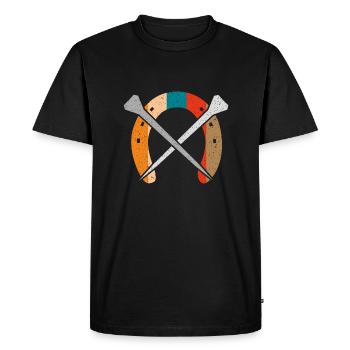 Fer à cheval, maréchal-ferrant, forgeron vintage - T-shirt Premium bio Homme - noir - Devant - Nico (187cm)