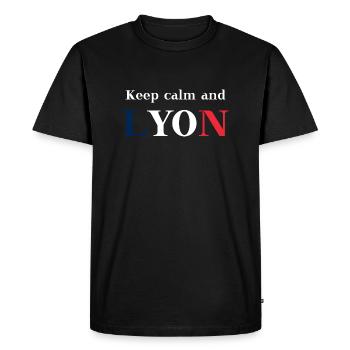 Keep calm et Lyon idée cadeau France drôle - T-shirt Premium bio Homme - noir - Devant - Nico (187cm)