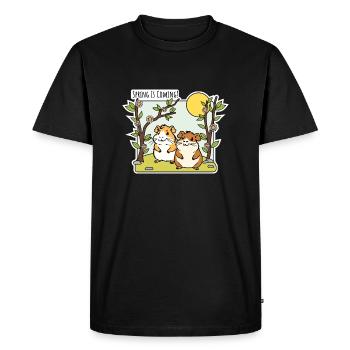 Spring is coming! The hamsters are already looking forward to it! - Men's Premium Organic T-Shirt - black - Front - Nico (187cm)