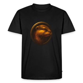 Loutre dans Emblem – Mignonne et intelligente dans le zodiaque - T-shirt Premium bio Homme - noir - Devant - Nico (187cm)