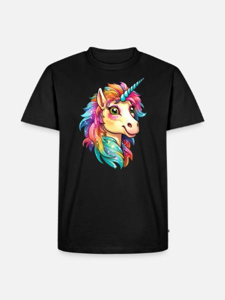 Hübsches Einhorn - Männer Premium Bio T-Shirt - Schwarz