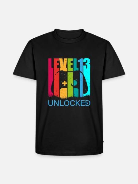 Birthday, Level 13 unlocked Gift - Men's Premium Organic T-Shirt - black