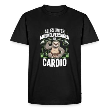 Funny Gym Sloth Design - Men's Premium Organic T-Shirt - black - Front - Nico (187cm)