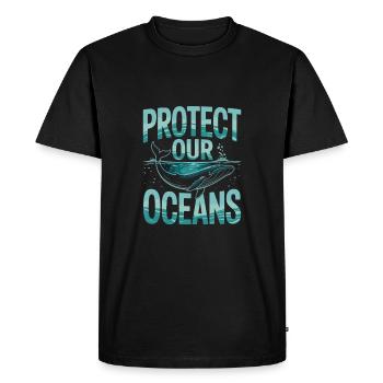 Protégeons nos océans - T-shirt Premium bio Homme - noir - Devant - Nico (187cm)