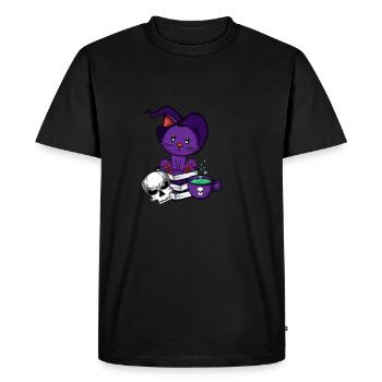 Witch Cat. Pet lovers poison - Men's Premium Organic T-Shirt - black - Front - Nico (187cm)